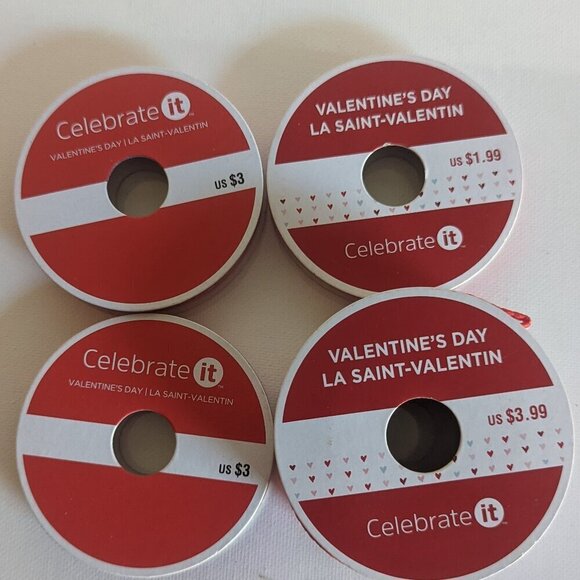 NWT 4 Rolls Red Pink Heart Ribbon Happy Valentine's Day Galentine's Crafts Home - Picture 6 of 7
